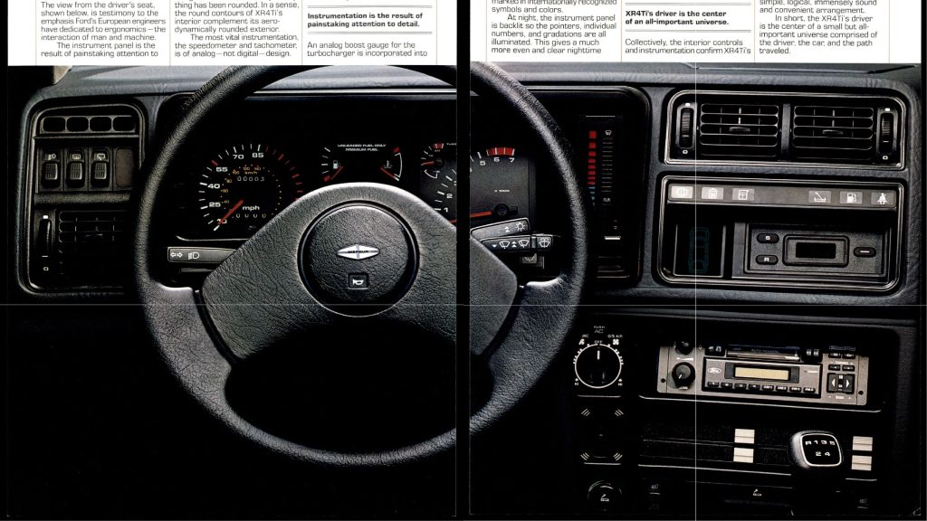 Dashboard of the 1985 Merkur XR4Ti (source: Ford Heritage Vault)