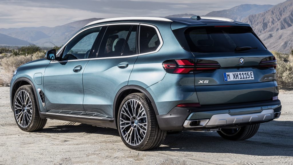 The BMW X5 preserves the typical SUV shape with a boxier rear end