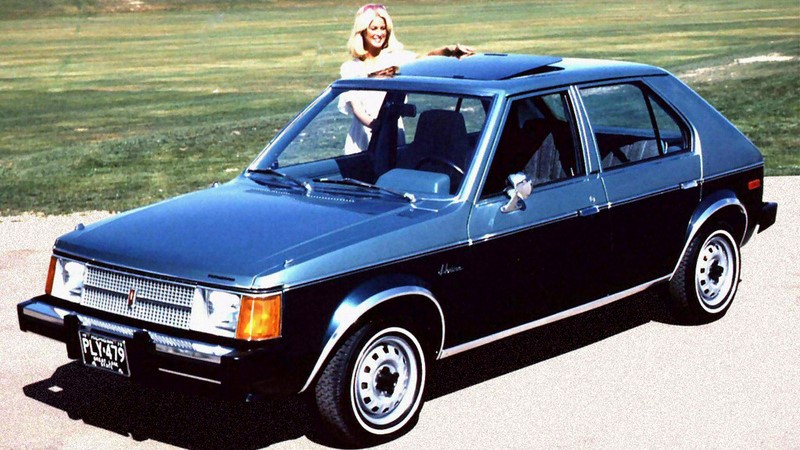 Front quarter view of the 1978 Plymouth Horizon in blue
