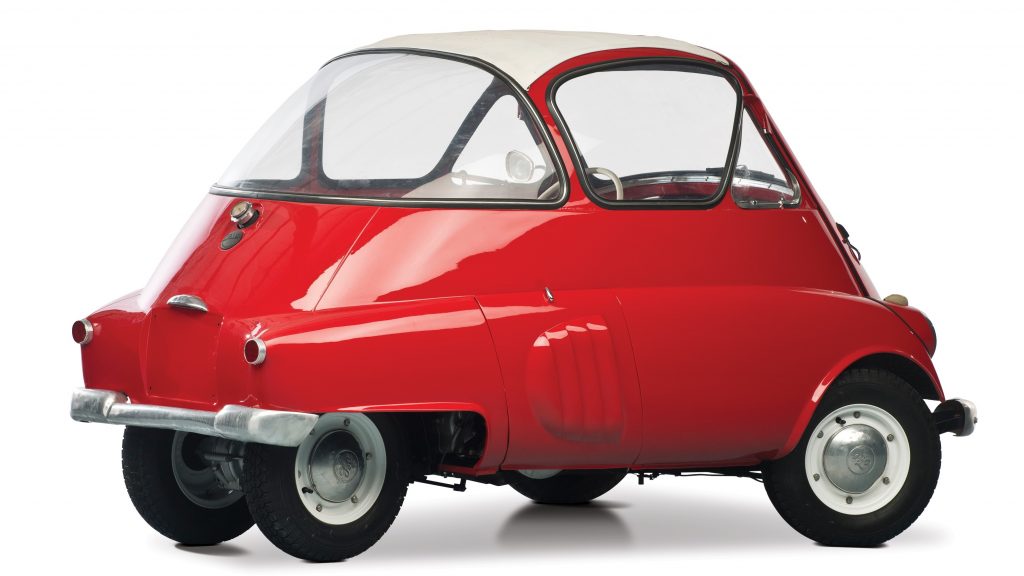 Rear quarter view of the 1955 Iso Isetta