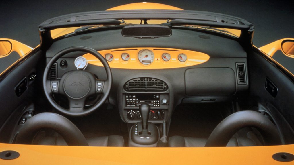 Cabin of the 2000 Plymouth Prowler showing its dashboard and seats