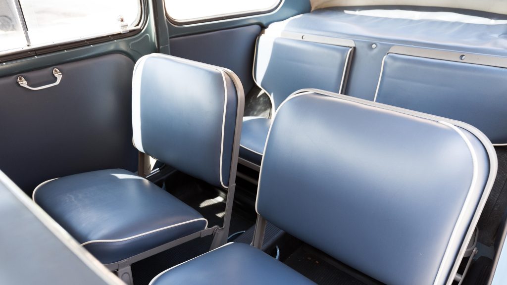 Rear seats of the 1956 Fiat 600 Multipla in blue