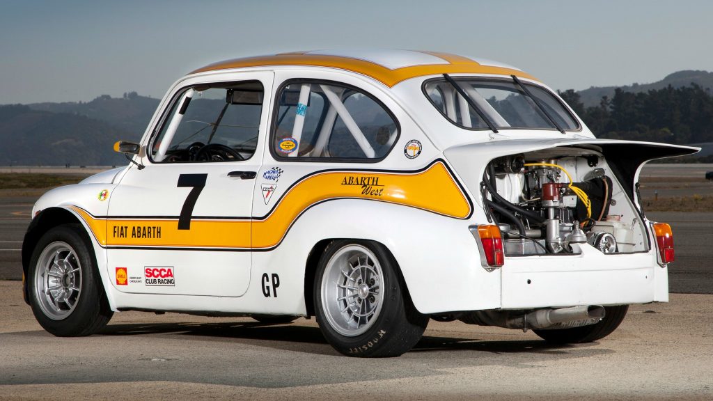 Rear quarter view of the 1970 Abarth Fiat 1000 TCR