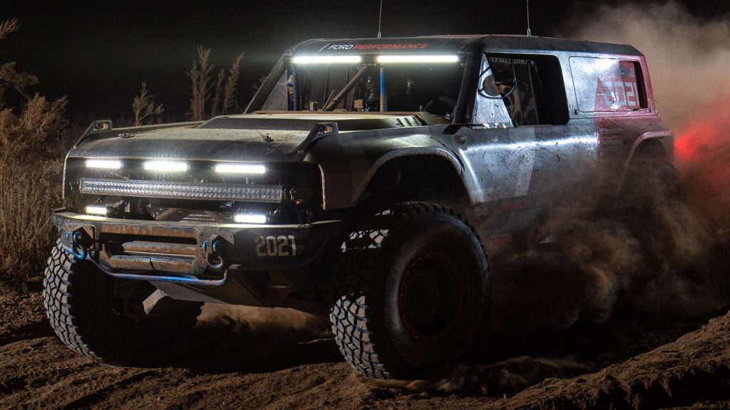 The Bronco R Race Prototype, piloted by Cameron Steele, Shelby Hall and a team of veteran Ford off-road racers, finished the 53rd SCORE-International Baja 1000 in Class 2 in just over 32 hours. The race adds to Bronco’s storied history at Baja dating back to 1967.