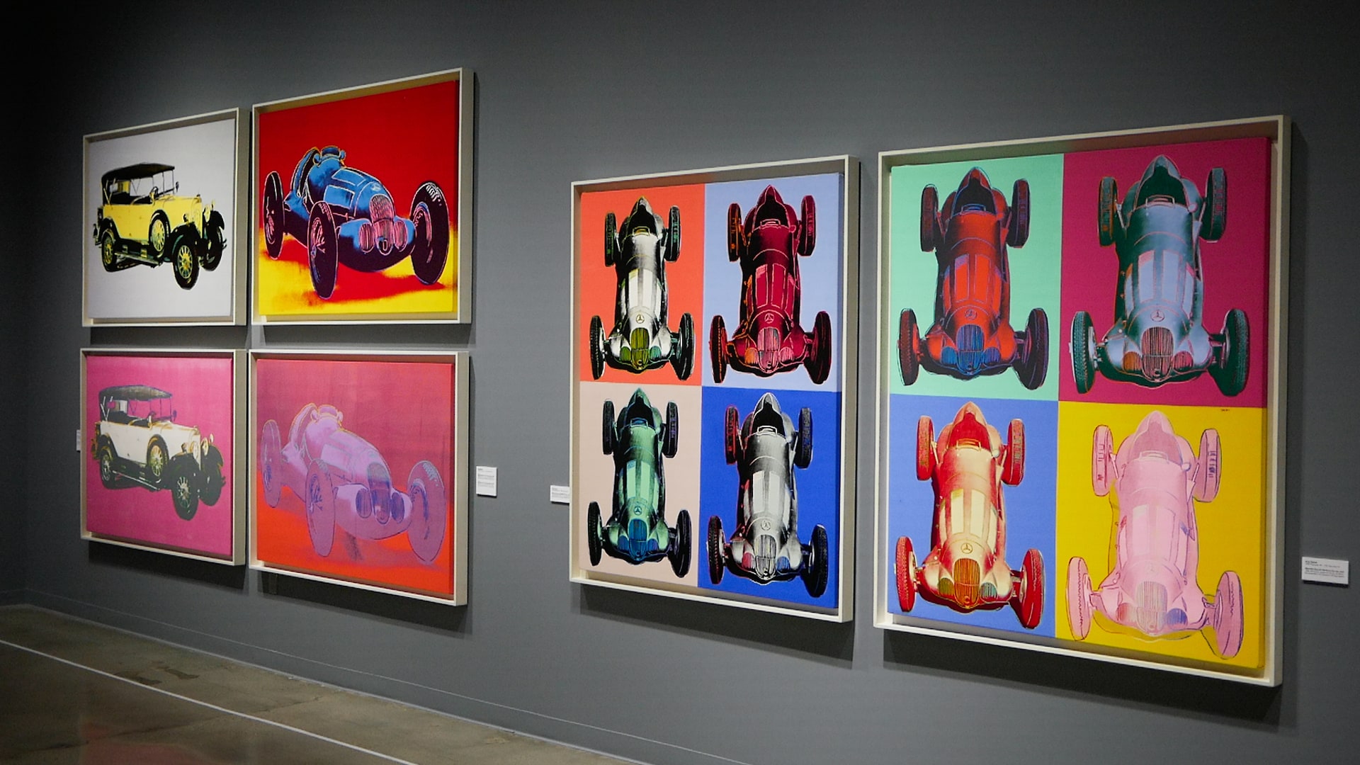 Some of the Andy Warhol screens at the exhibition (credit: Justin Banner for Motor Trend)