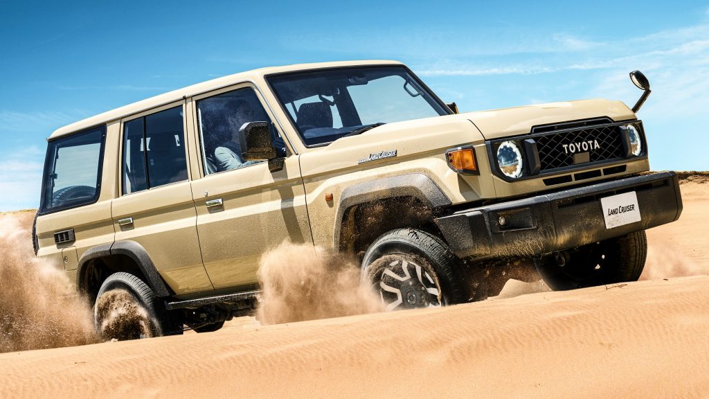 Front quarter view of the 2023 Toyota Land Cruiser 70