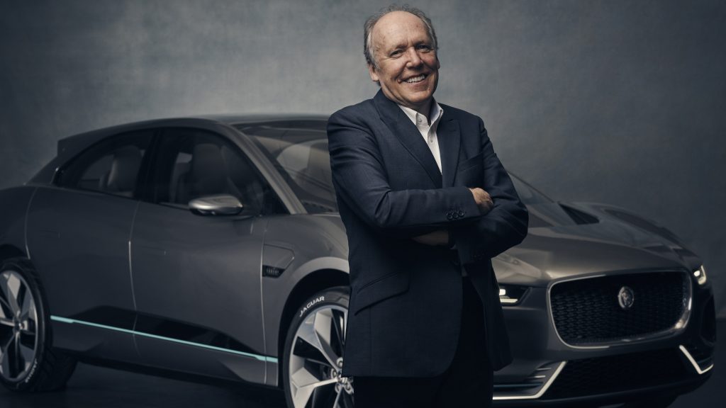 Ian Callum in front of a 2018 Jaguar I-Pace