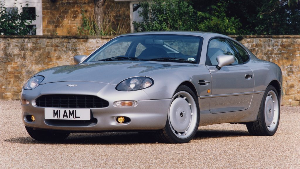Front quarter view of the 1993 Aston Martin DB7 in silver