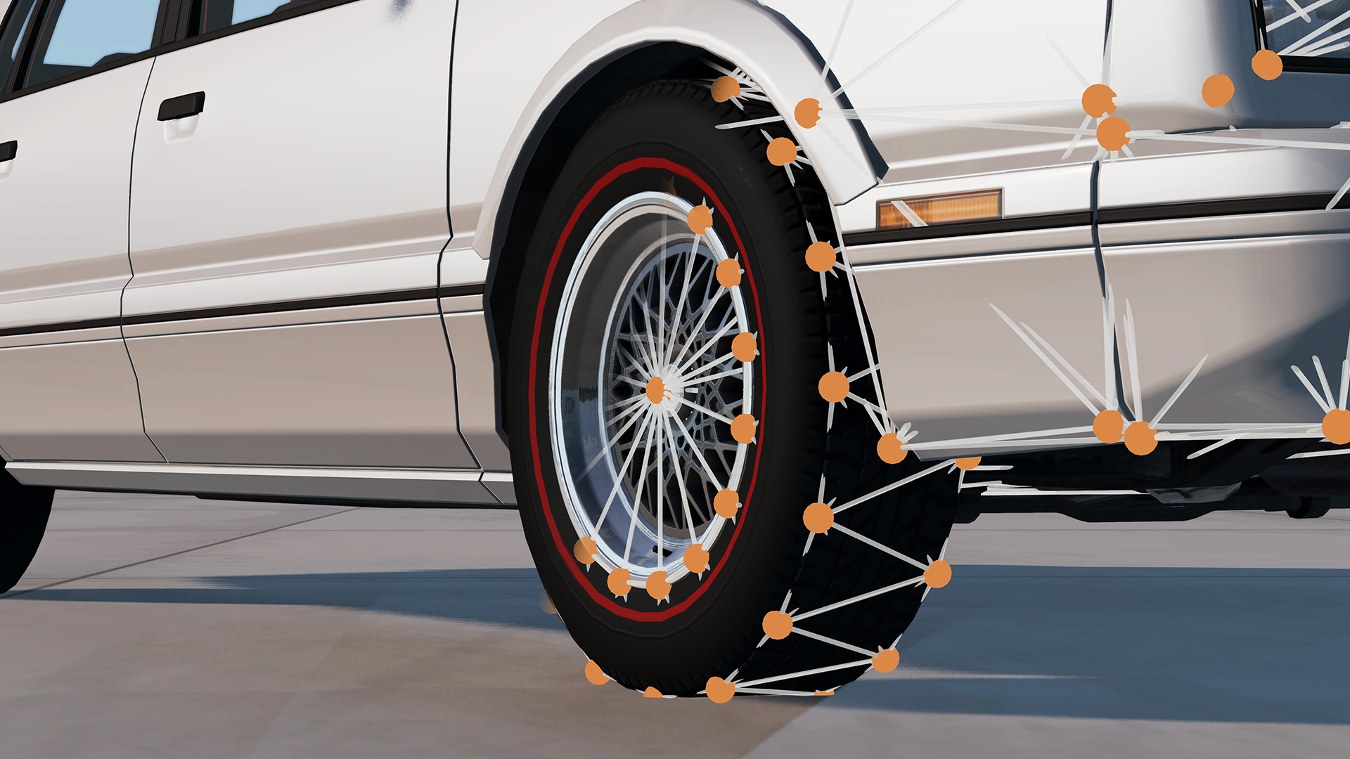 Illustration of tire physics on BeamNG Drive